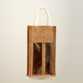 Jute Wine Bottle Gift Bags, Single and Double, 5 Pack, on a plain cream background