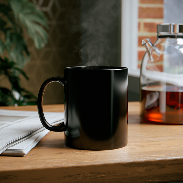 Personalised Black Mug, blank before printing 3