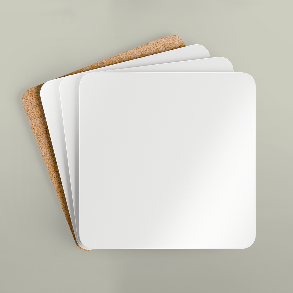 Personalised Cork Back Coaster Set, blank before printing