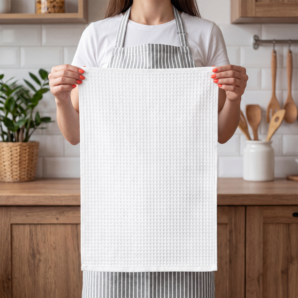 Personalised Waffle Tea Towel, blank before printing 2