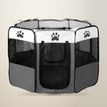 Bargene 8 Panel Pet Playpen, 91 x 91 cm, Grey, on a plain cream background