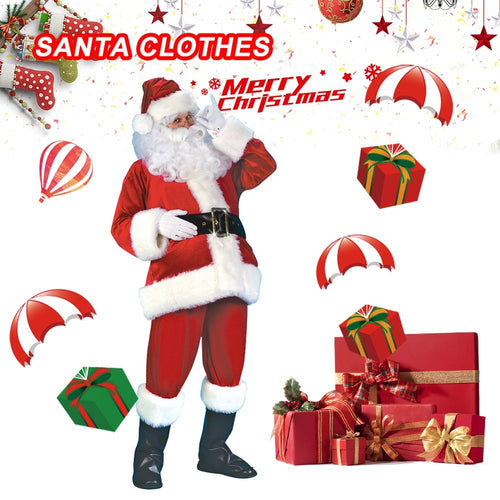 Santa Claus Costume Suit A Dult Father Christmas Fancy Dress Mens Xmas Outfit AU