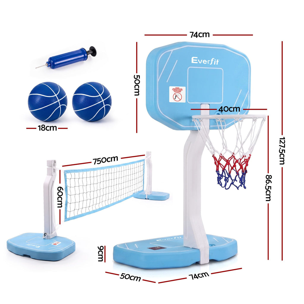Everfit 2 in 1 Pool Basketball Hoop Volleyball Net Set Water Sports