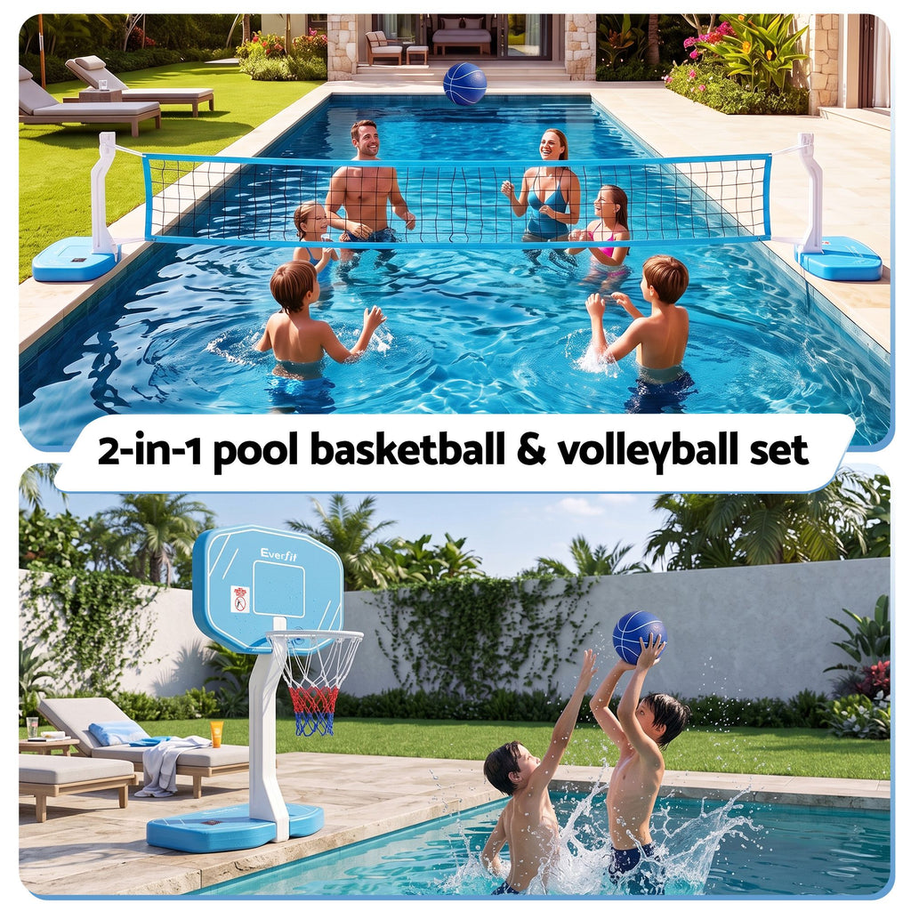 Everfit 2 in 1 Pool Basketball Hoop Volleyball Net Set Water Sports