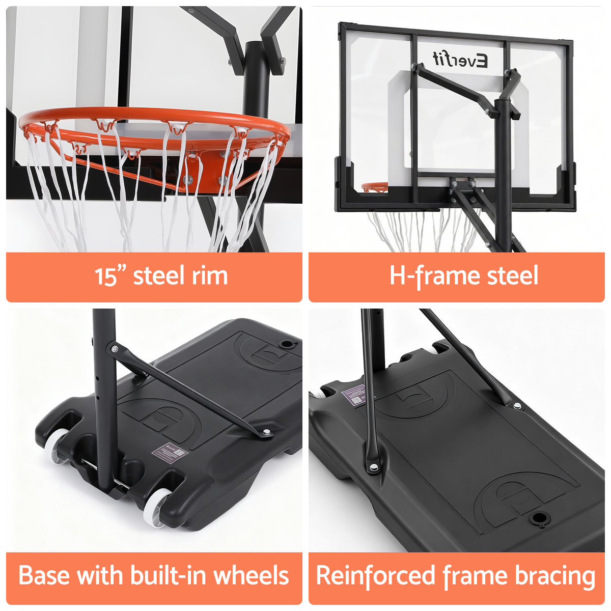 Everfit Portable Basketball Hoop Adjustable Pool Goal System Backyard
