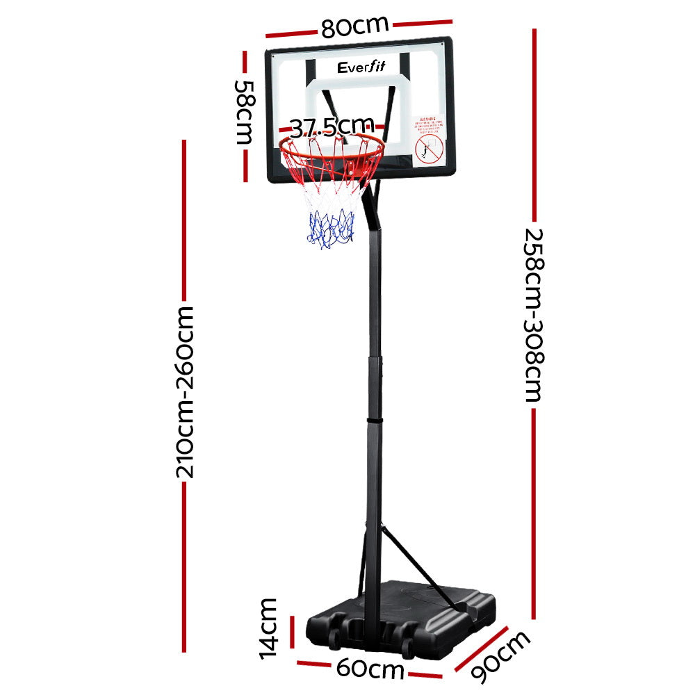 Everfit 2.6M Basketball Hoop Stand System Adjustable Portable Pro