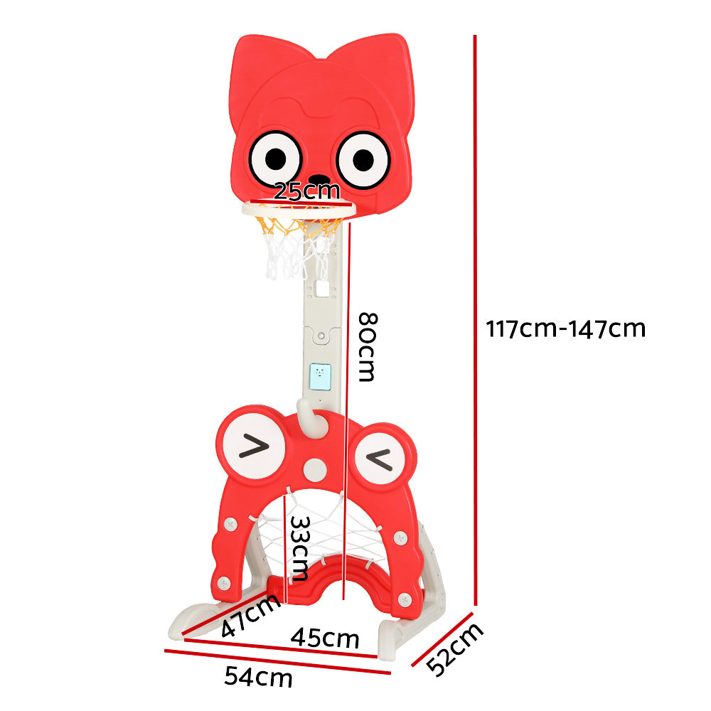 Keezi Kids Basketball Hoop Stand Adjustable 5-in-1 Sports Center Toys