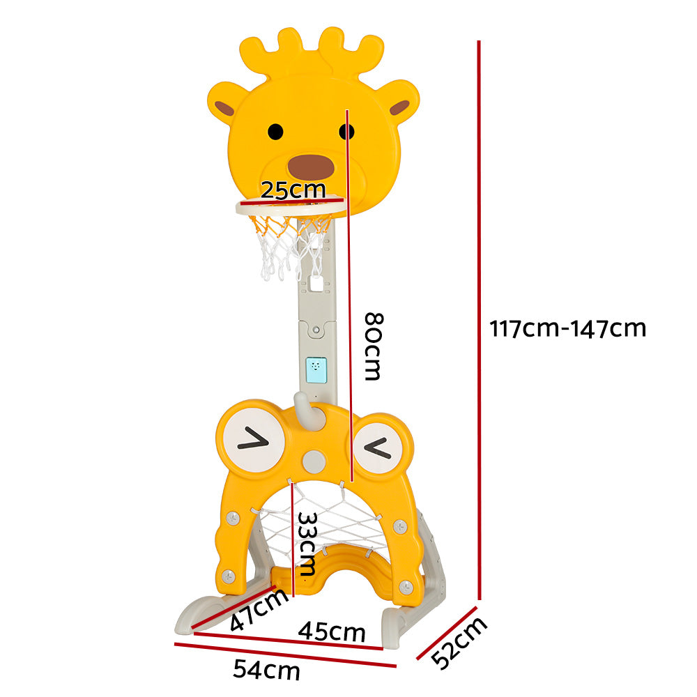Keezi Kids Basketball Hoop Stand Adjustable 5-in-1 Sports Center Toys