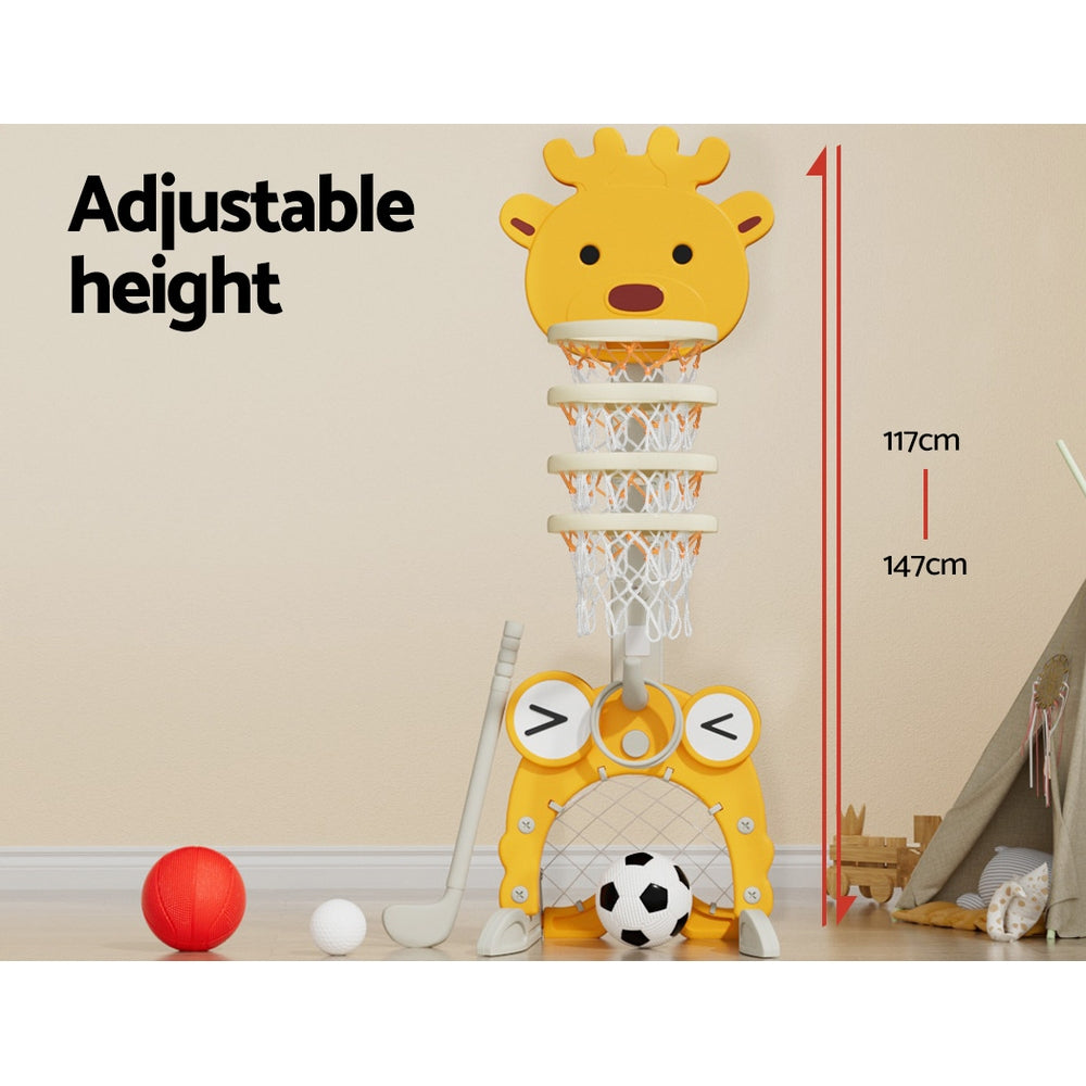 Keezi Kids Basketball Hoop Stand Adjustable 5-in-1 Sports Center Toys