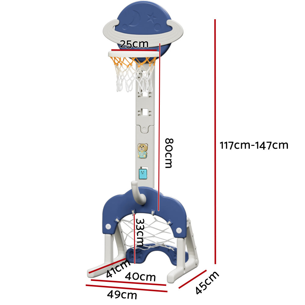 Keezi Kids Basketball Hoop Stand Adjustable 6-in-1 Sports Center Toys