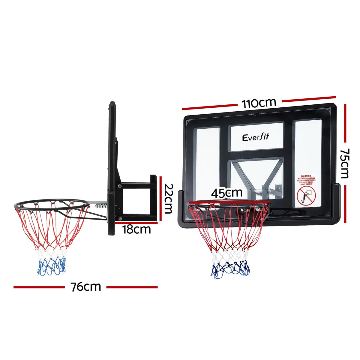 Everfit 43-Inch Wall Mount Kids Basketball Hoop Backboard Indoor