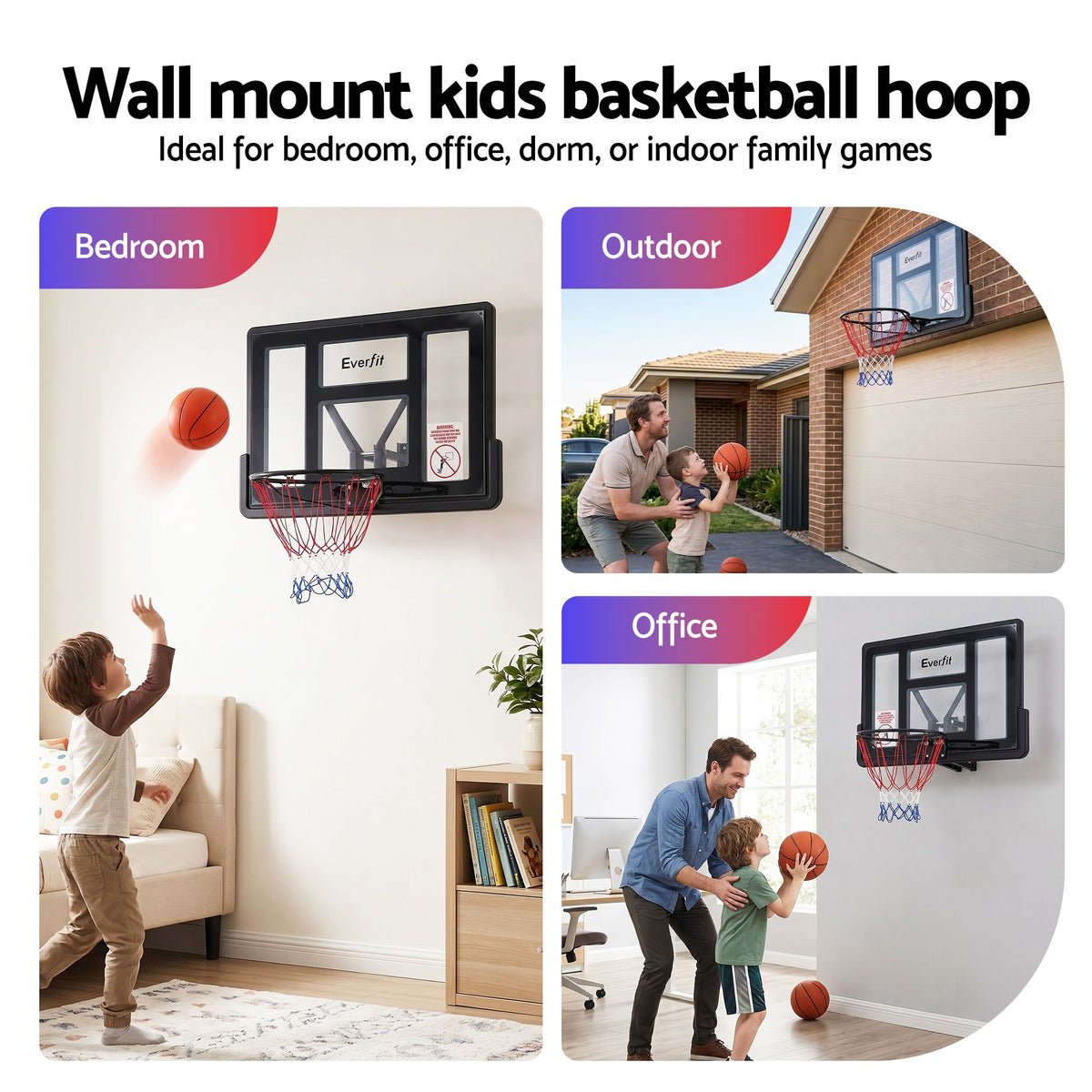 Everfit 43-Inch Wall Mount Kids Basketball Hoop Backboard Indoor