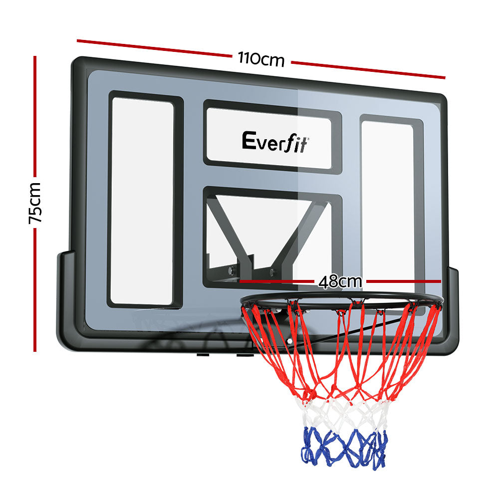Everfit 45" Basketball Hoop Backboard Wall Mounted Ring Net Sports
