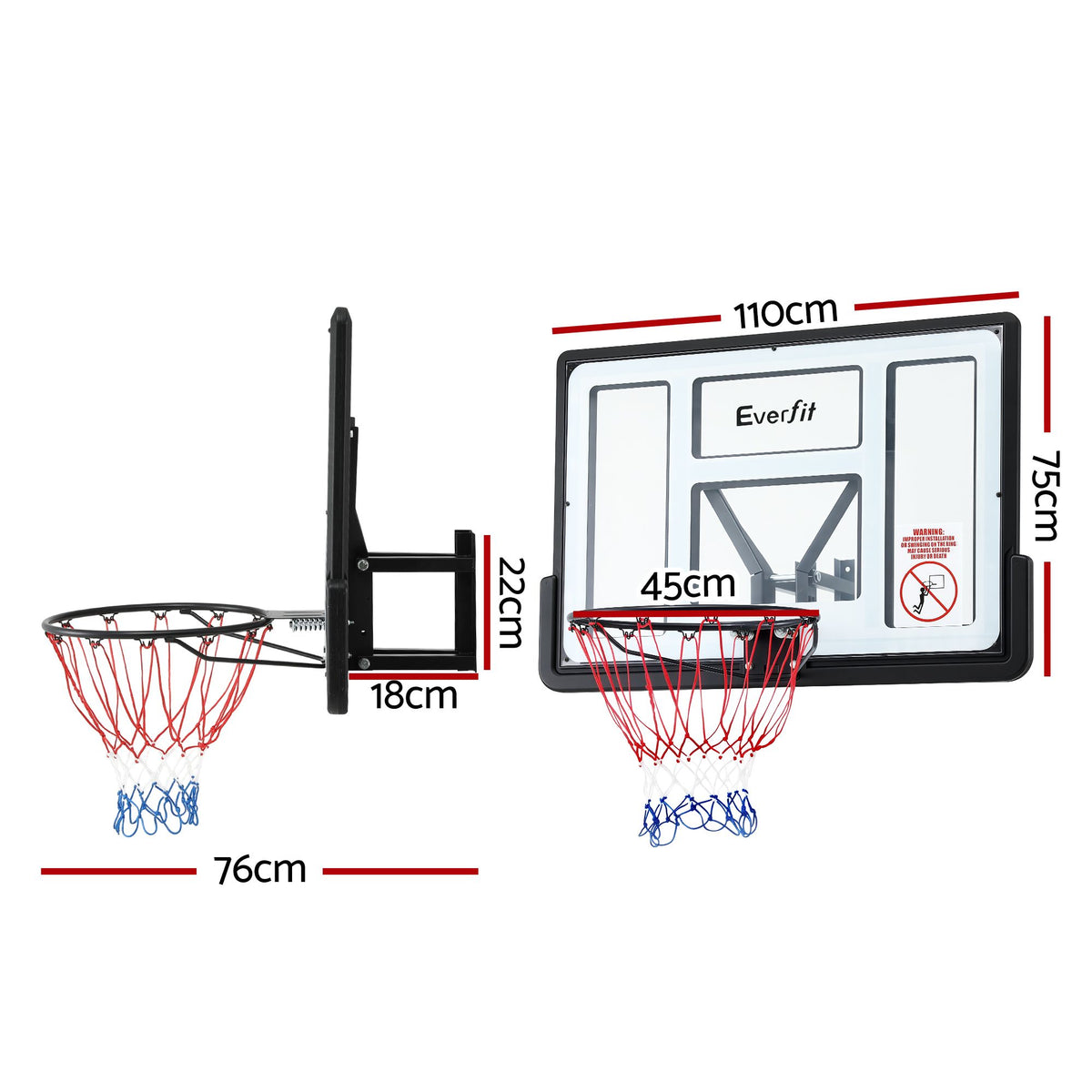 Everfit 43-Inch Wall Mount Kids Basketball Hoop Backboard Outdoor