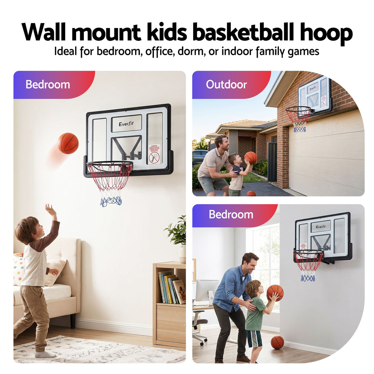 Everfit 43-Inch Wall Mount Kids Basketball Hoop Backboard Outdoor