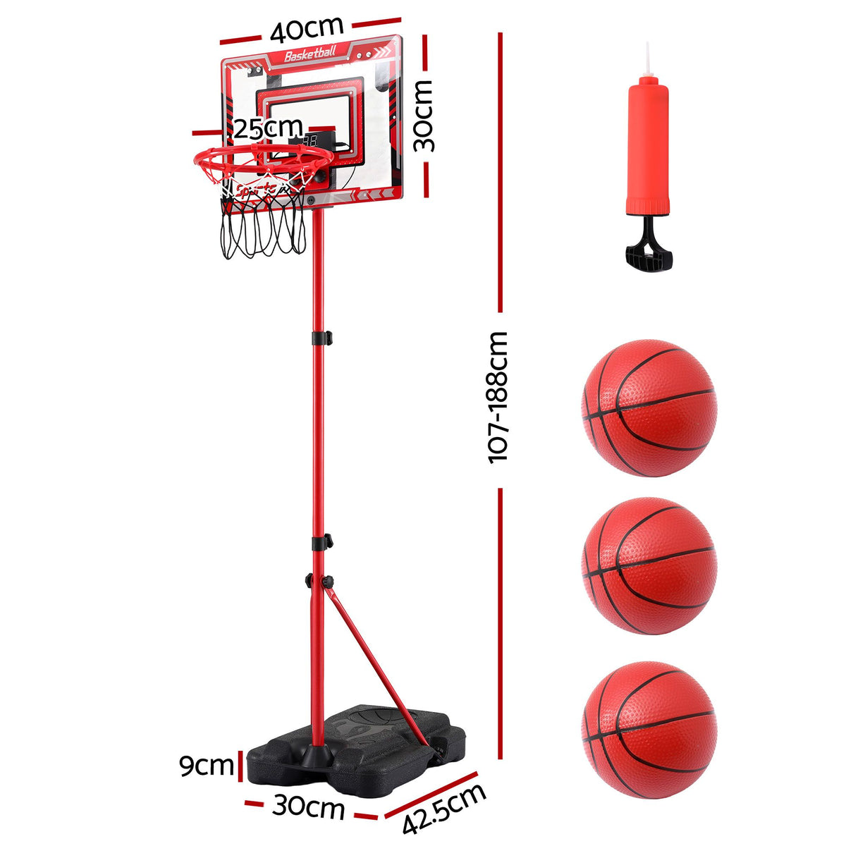 Everfit 2 in 1 Kids Basketball Hoop Adjustable Stand Over Door