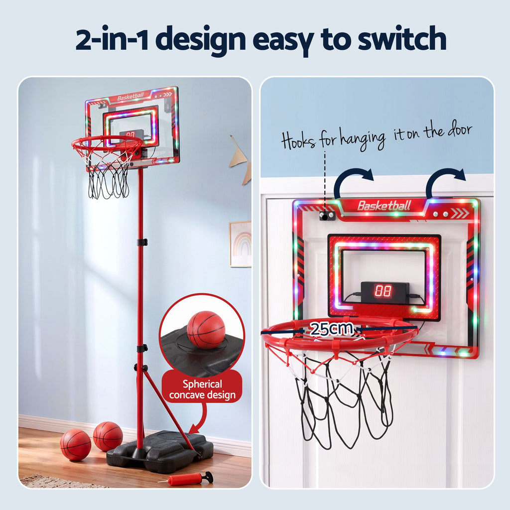 Everfit 2 in 1 Kids Basketball Hoop, Red and Black, photo 5 of 6