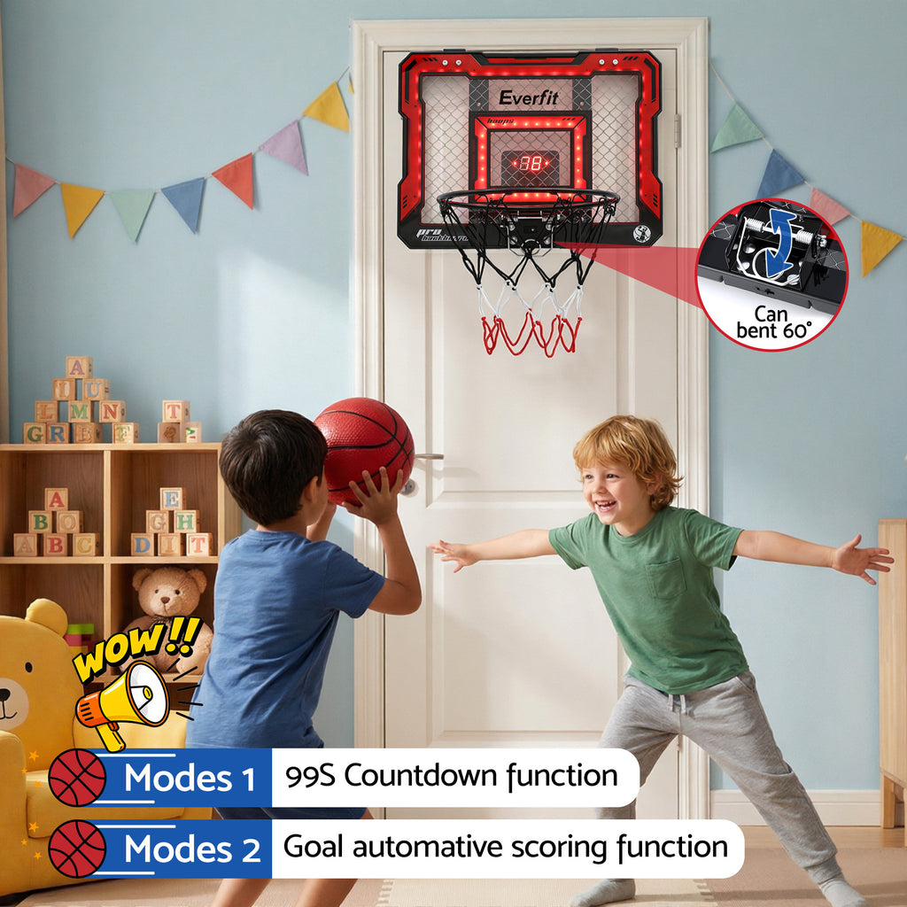 Everfit Mini Basketball Hoop Over Door Indoor LED Scoreboard Kids Set