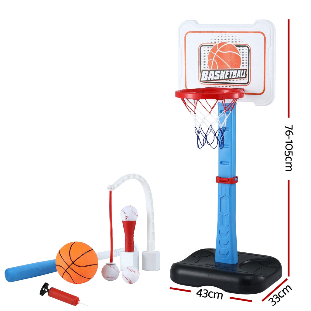Keezi Kids Basketball Hoop Stand Baseball Set Adjustable Height