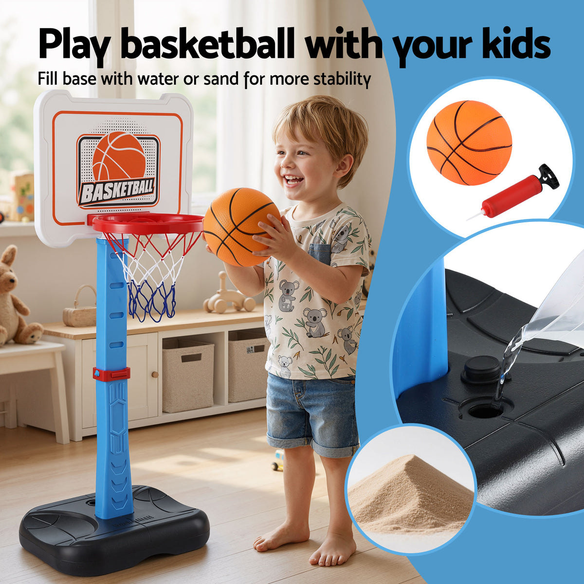 Keezi Kids Basketball Hoop Stand Baseball Set Adjustable Height