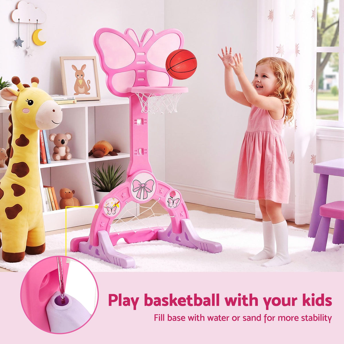 Keezi 3-in-1 Kids Basketball Hoop Soccer Goal Golf Game Set