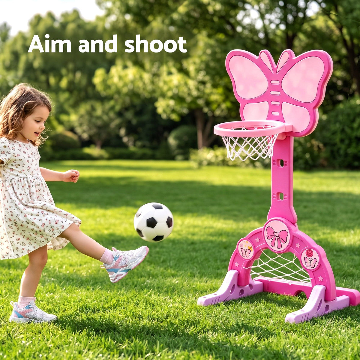 Keezi 3-in-1 Kids Basketball Hoop Soccer Goal Golf Game Set