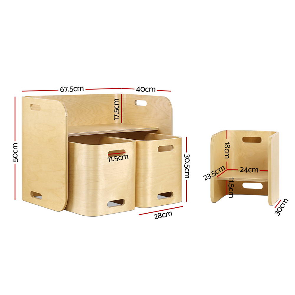 Keezi 3-Piece Birch Plywood Kids Table and Chairs Set