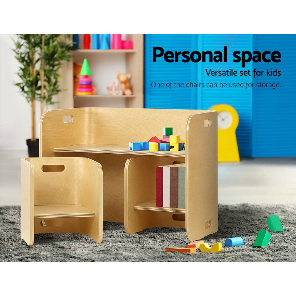 Keezi 3-Piece Birch Plywood Kids Table and Chairs Set