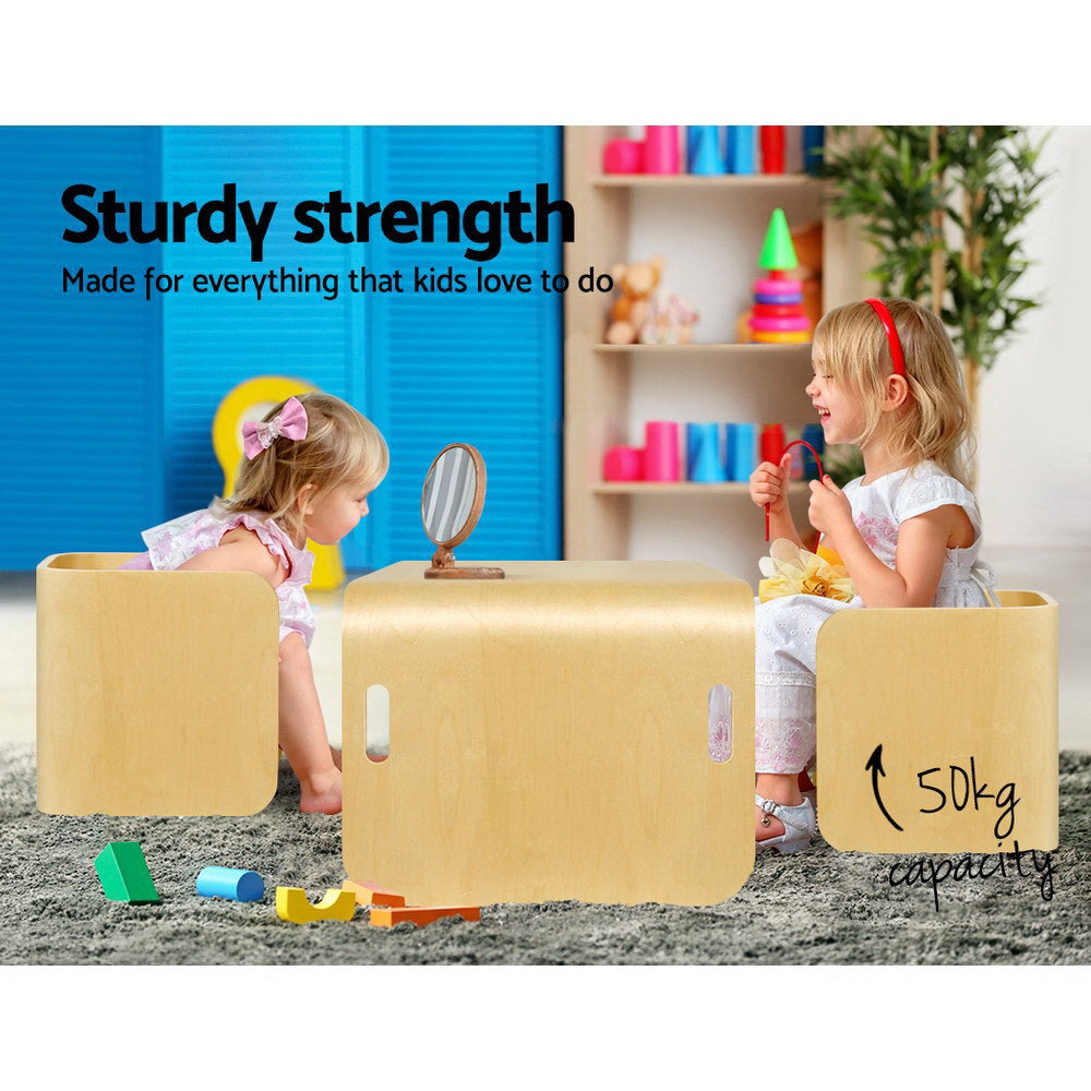 Keezi 3-Piece Birch Plywood Kids Table and Chairs Set