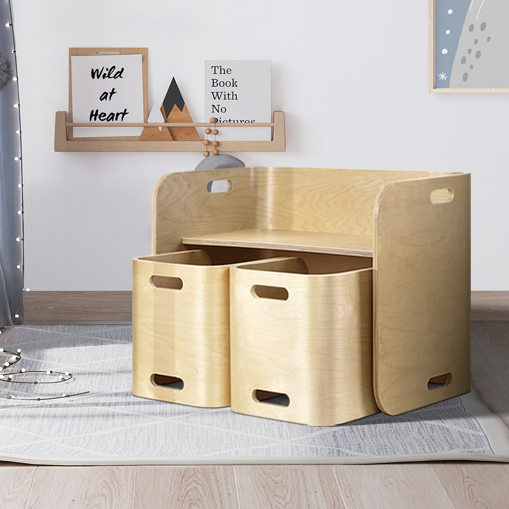 Keezi 3-Piece Birch Plywood Kids Table and Chairs Set