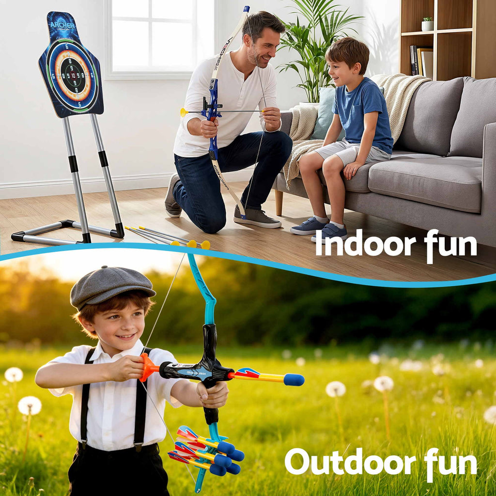 Keezi Bow and Arrow Set with Standing Target, 81 cm, shown in a real setting, photo 6 of 6
