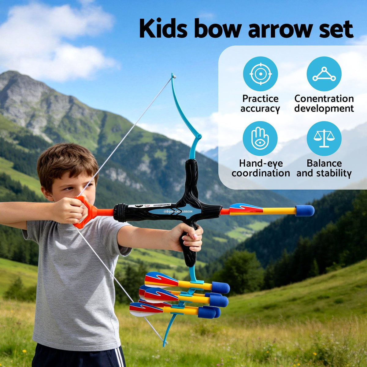Keezi Kids Bow and Arrow Set Outdoor Sport Game Archery Toys 6 Arrows