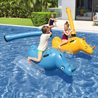 Bestway Kids Rhino Inflatable Ride-On Pool Float Toy Set of 2