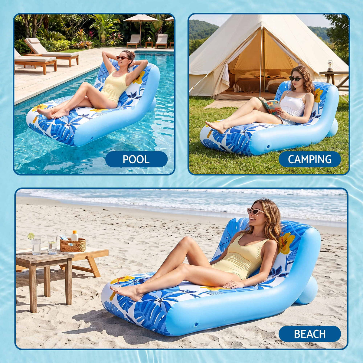 Bestway Inflatable Pool Float Sun Lounger with Cup Holder 163x94cm