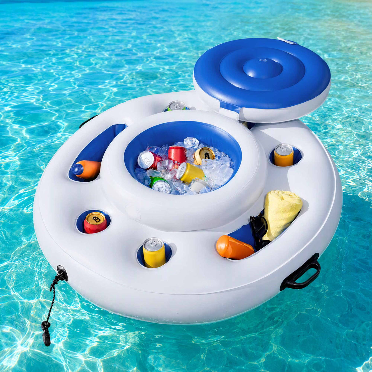 Bestway Inflatable Floating Cooler with Cup Holders for Pool Holds 24