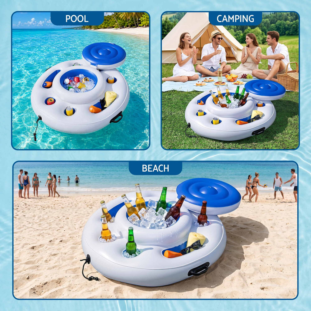 Bestway Inflatable Floating Cooler with Cup Holders for Pool Holds 24