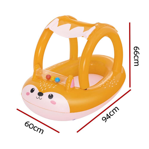 Bestway Kids Inflatable Fox Swim Float Floating Seat Canopy Pool