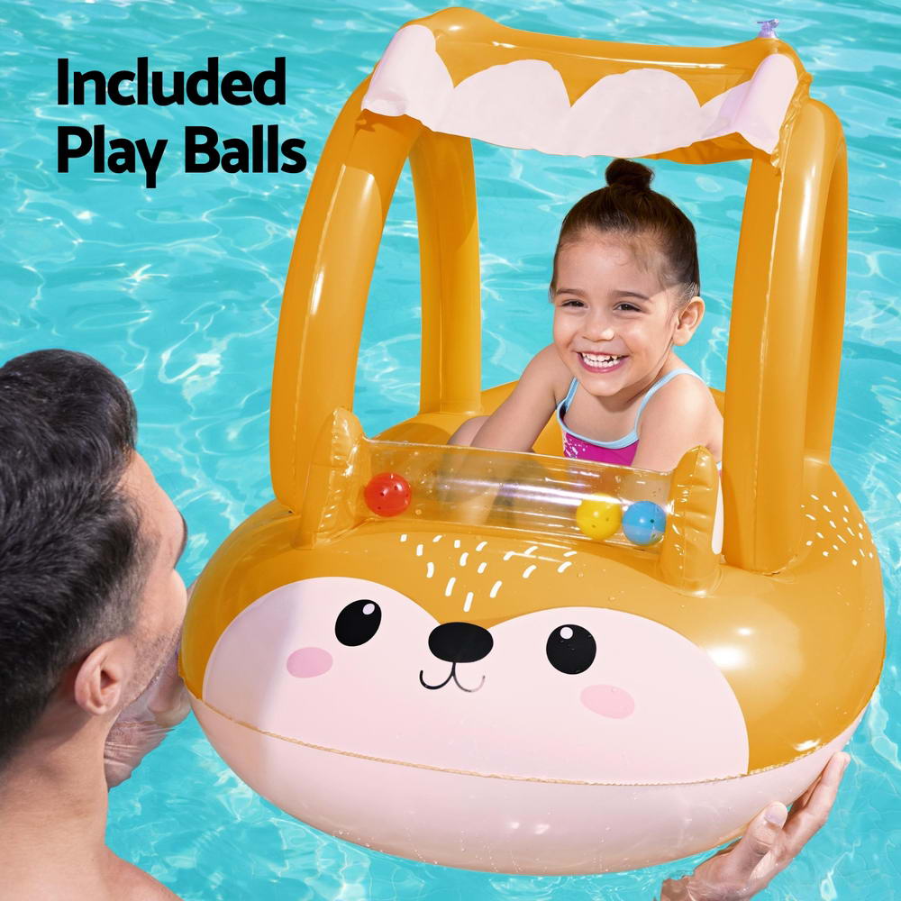 Bestway Kids Inflatable Fox Swim Float Floating Seat Canopy Pool