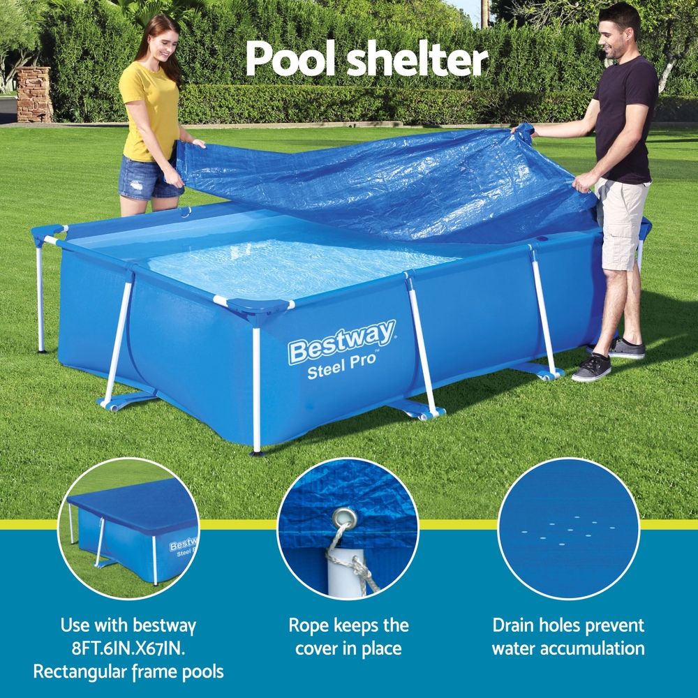 Bestway Pool Cover 264x174cm Rectangle Swimming Pool PE Shelter Fits