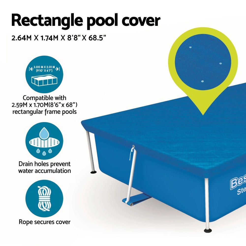 Bestway Pool Cover 264x174cm Rectangle Swimming Pool PE Shelter Fits
