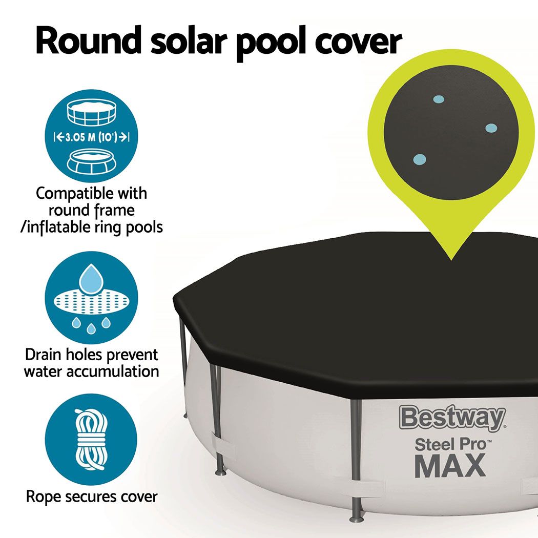 Bestway Pool Cover Fits 3.05m Round Above Ground Swimming Pool PVC