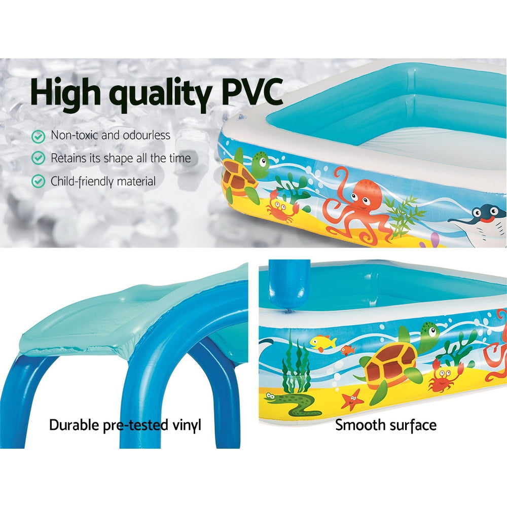 Bestway Kids Pool 140x140x114cm Inflatable Swimming w/ Canopy