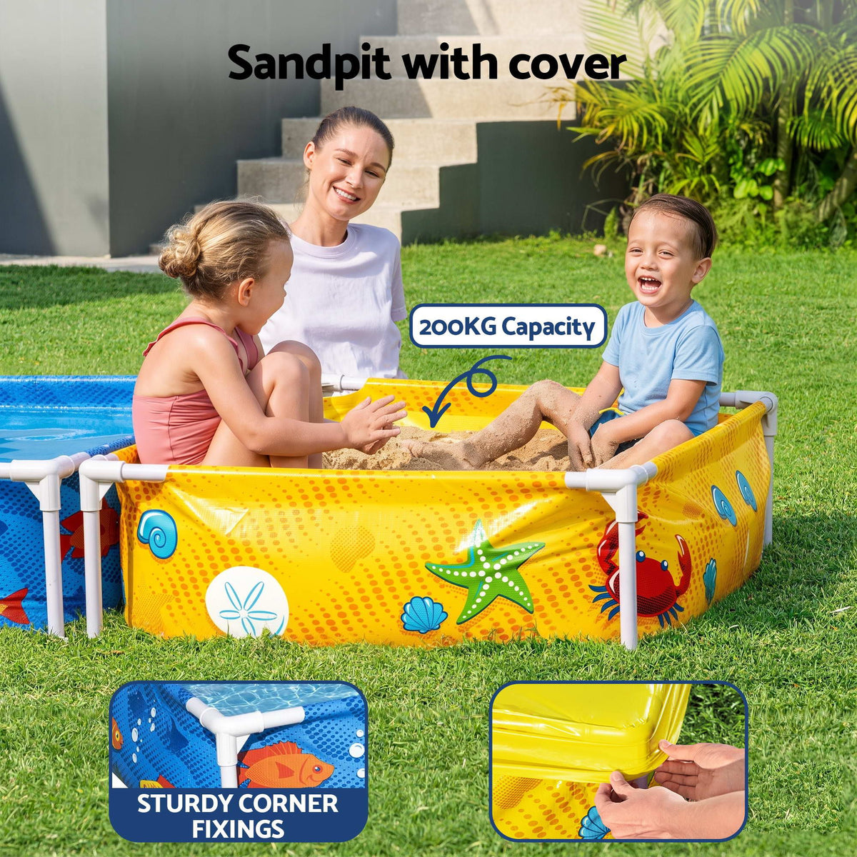 Bestway 2-in-1 Kids Pool and Sandpit Set 122cm/90cm Metal Frame