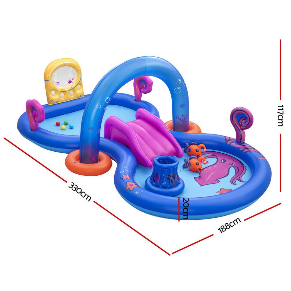 Bestway Kids Inflatable Play Splash Pool with Slide Ball Tossing Toys