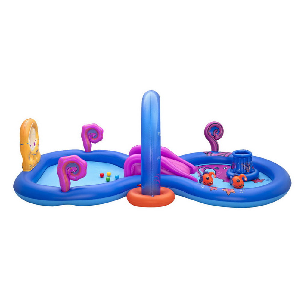 Bestway Kids Inflatable Play Splash Pool with Slide Ball Tossing Toys