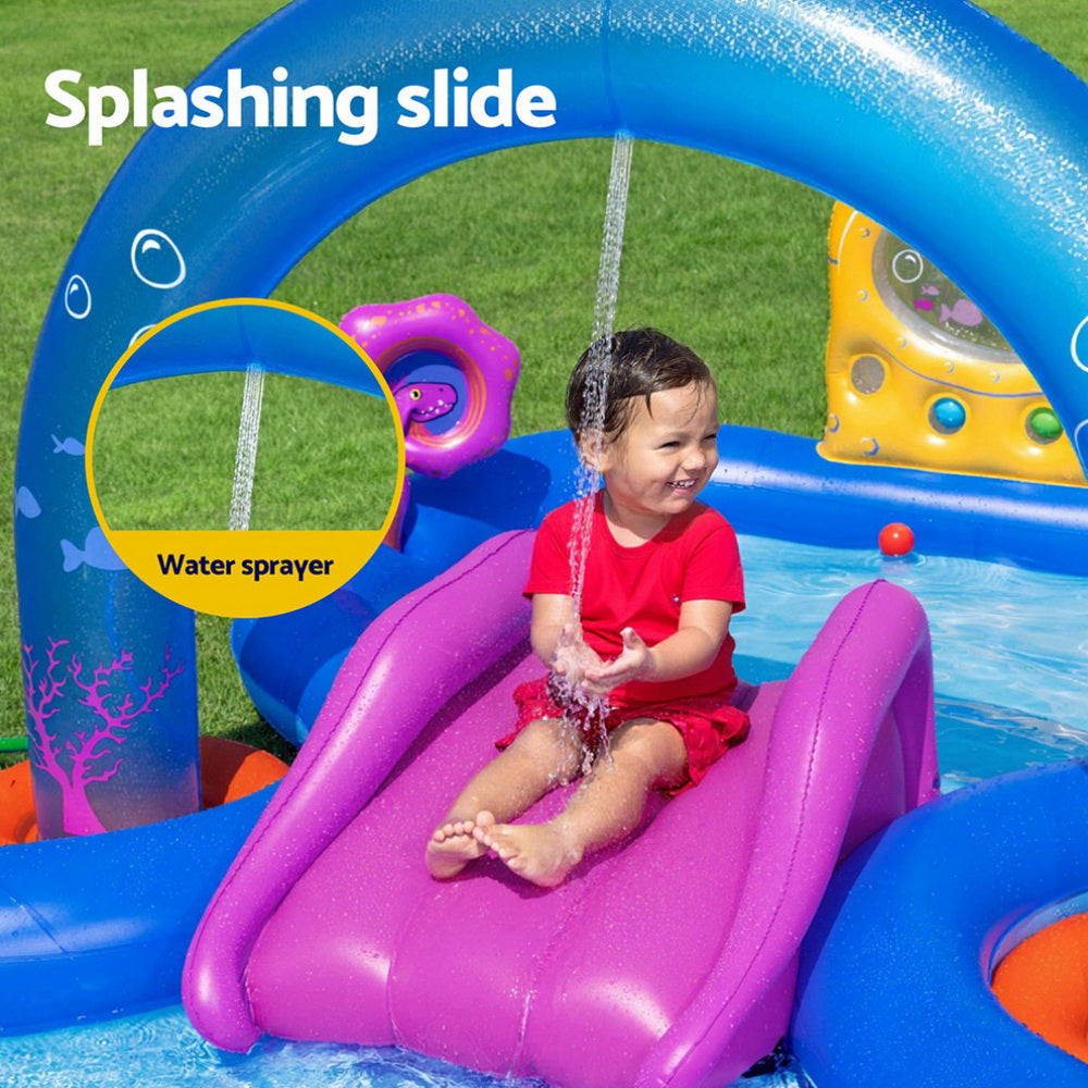 Bestway Kids Inflatable Play Splash Pool with Slide Ball Tossing Toys