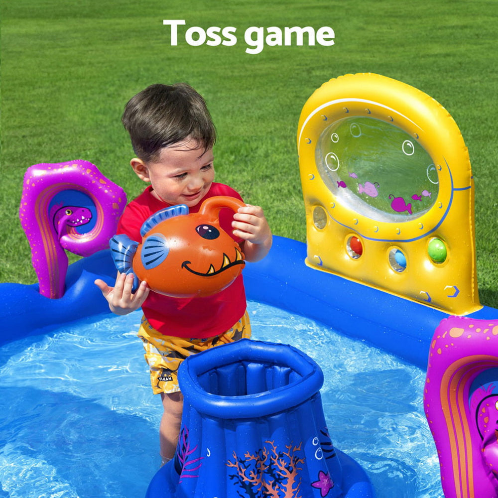 Bestway Kids Inflatable Play Splash Pool with Slide Ball Tossing Toys