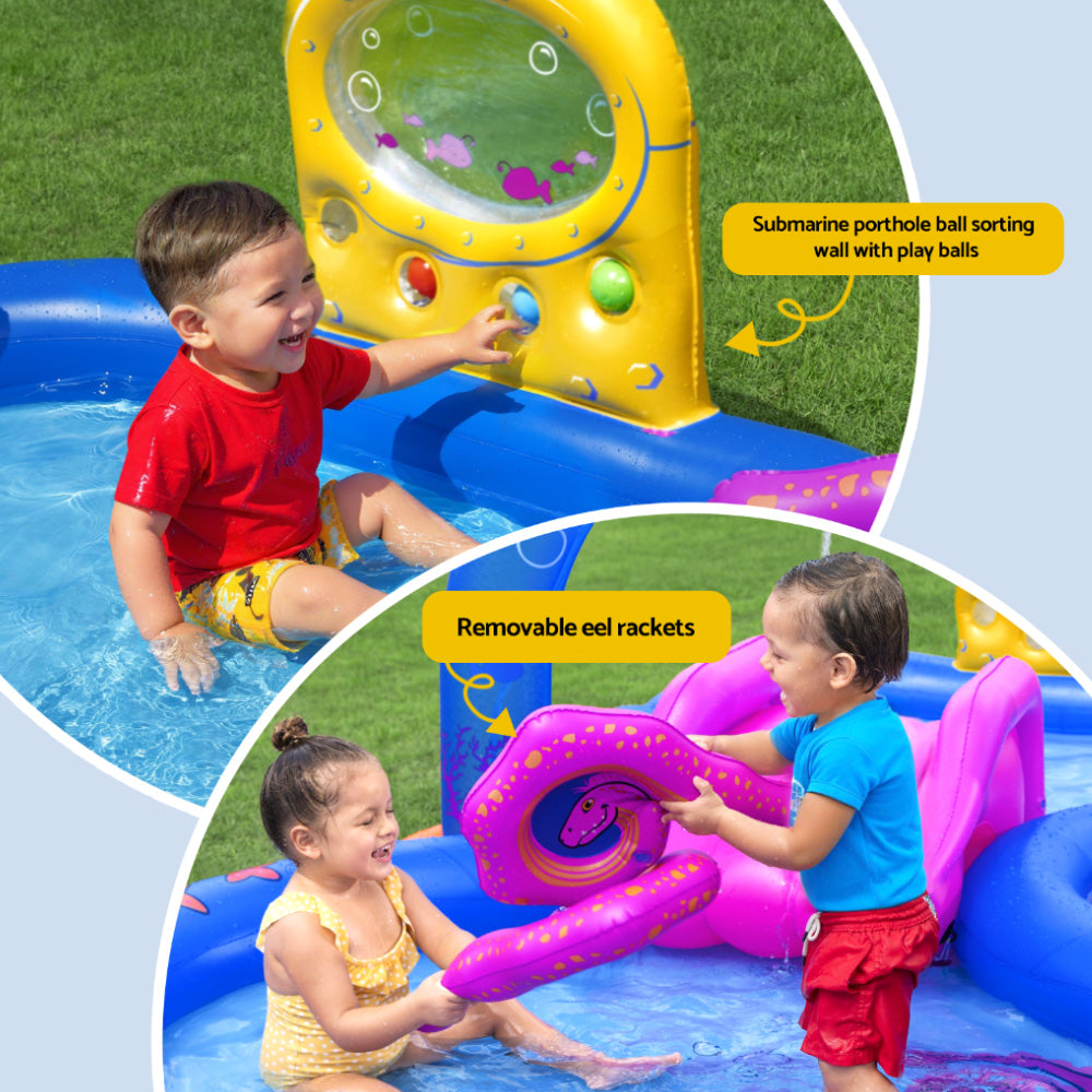 Bestway Kids Inflatable Play Splash Pool with Slide Ball Tossing Toys