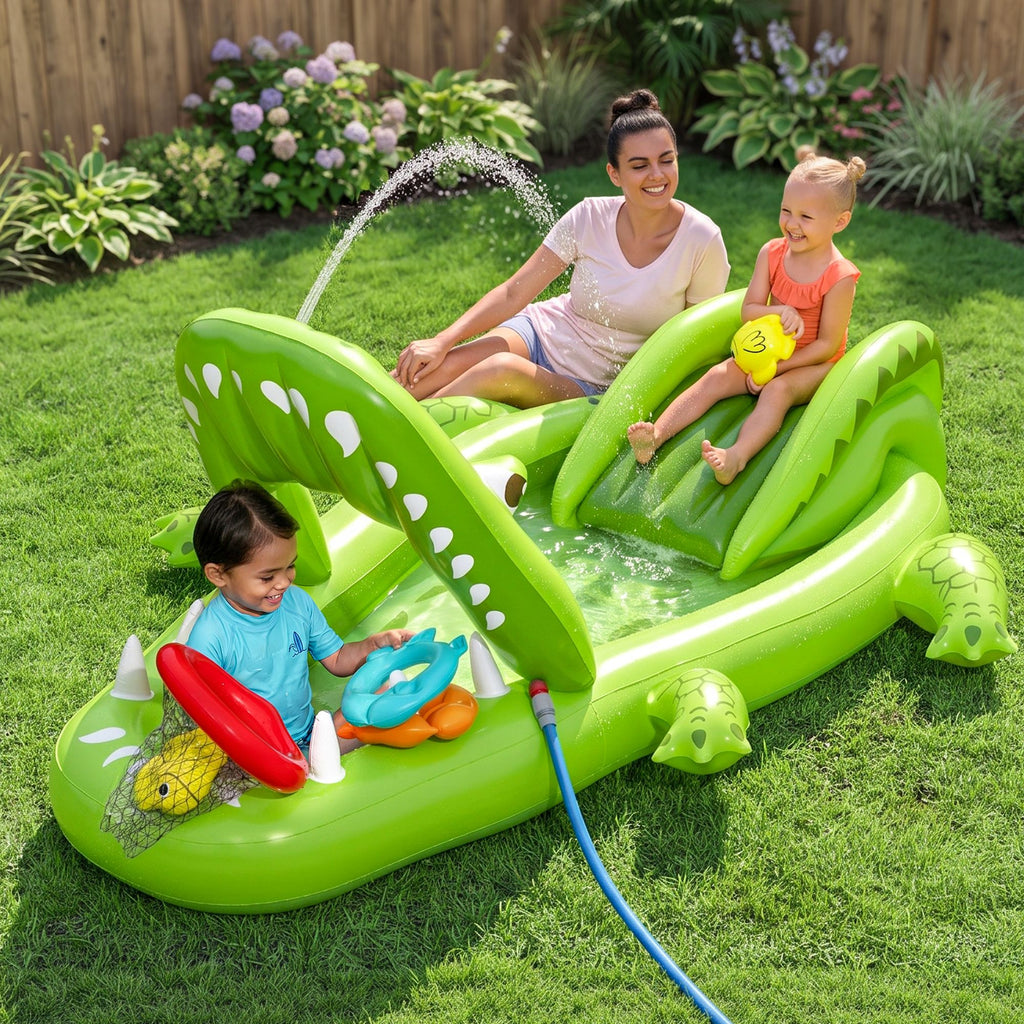 Bestway Inflatable Alligator Kids Play Pool with Slide 234cmx163cm