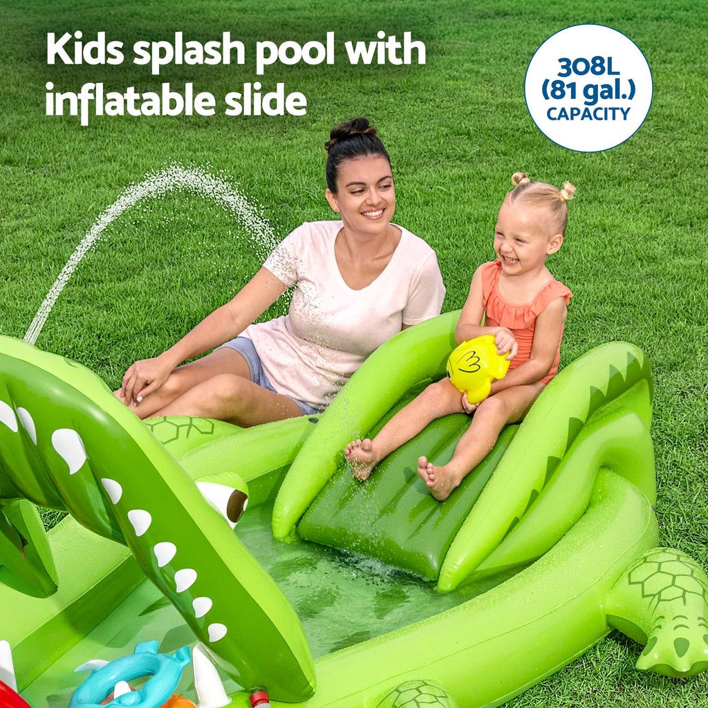 Bestway Inflatable Alligator Kids Play Pool with Slide 234cmx163cm